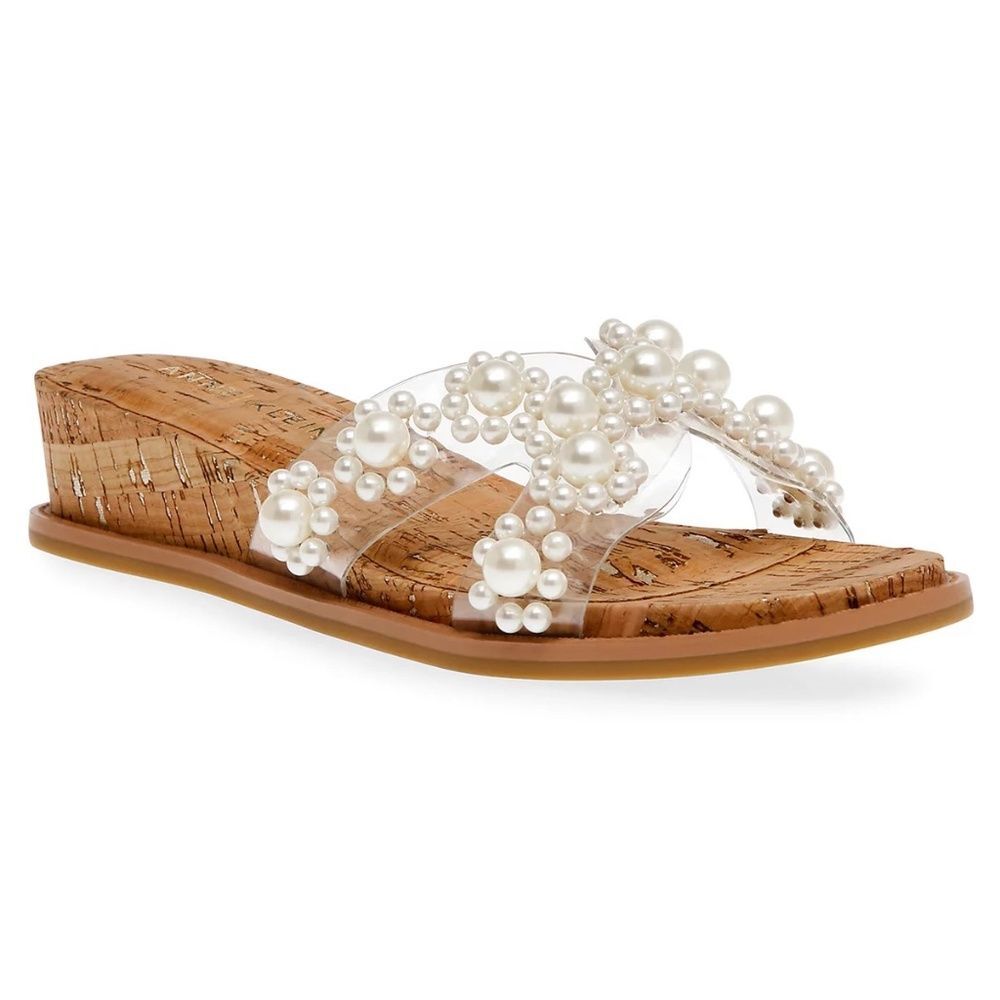 NWOB Anne Klein Pearl Embellished Wedge Cork Sandal | Size 6